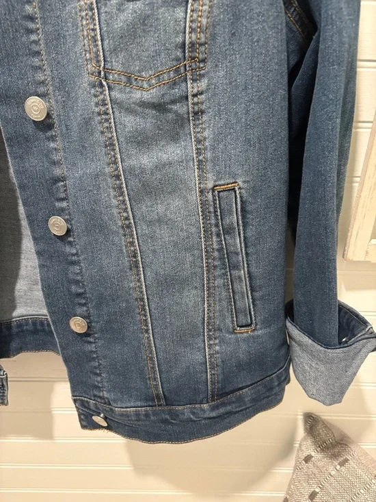 crown & ivy Classic Blue Denim Jacket with Button Front - Picture 4 of 7